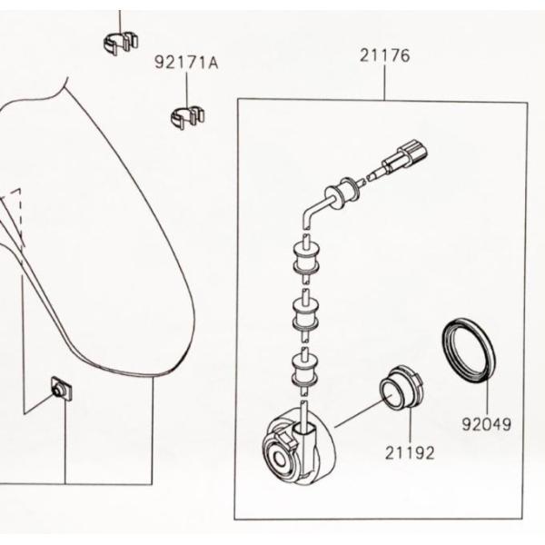 ニンジャ250SL(BX250A)　スピードセンサー　図中(21176番)　21176-0759