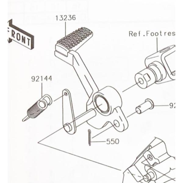 ZRX1200 DAEG(ZRT20D)　リヤブレーキペダル　(リアブレーキペダル)　図中(1323...