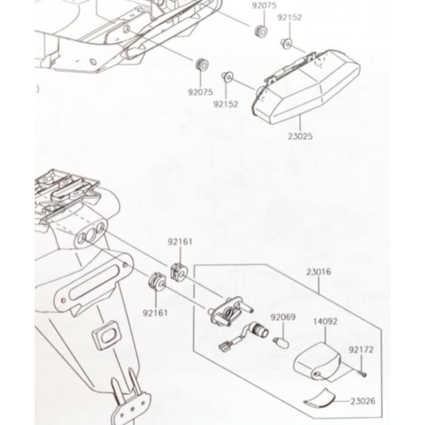 ZRX1200 DAEG(ZRT20D)　ライセンスランプ　図中(23016番)　23016-065...