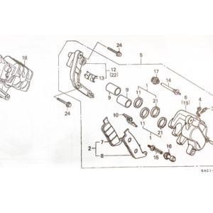 CBR250RR(MC22) ★車台番号MC22-1020576まで　フロントキャリパーシールキット(1台分)　図中(11番＆21番)　45109-GE2-006　45209-GE2-006｜sps310