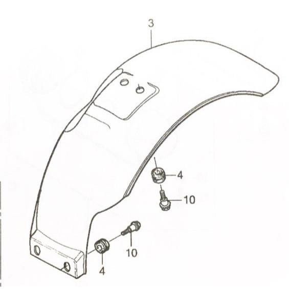 モンキー50周年スペシャル(AB27)　黒/メッキ用リヤフェンダー　(リアフェンダー)　図中(3番)...