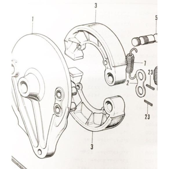CB750K0/K1/K2/K4　リヤブレーキシュ　(リアブレーキシュ)　1台分　図中(3番)　06...