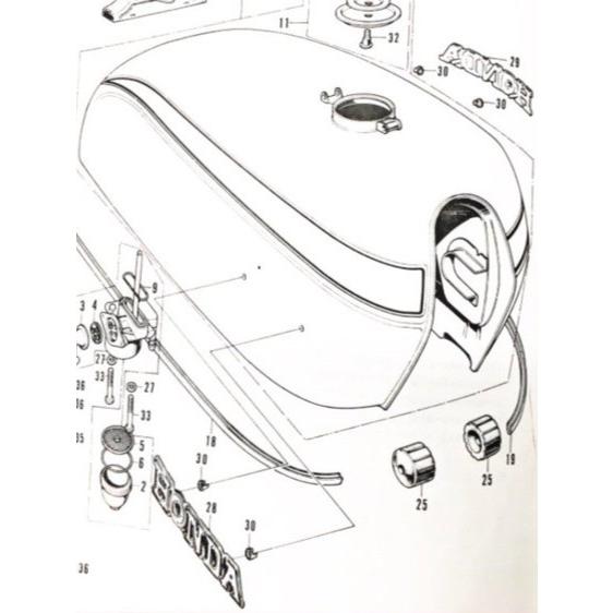 CB750K1　フューエルタンクエンブレム＆ナット　1台分　図中(28番＆29番＆30番)　8712...