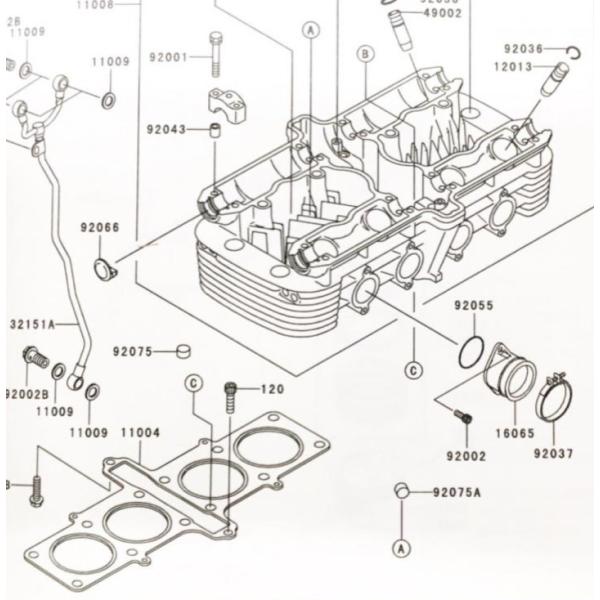 ゼファー1100(ZRT10A)　ヘッドガスケット(シリンダーヘッドガスケット　ヘッドパッキン)　図...