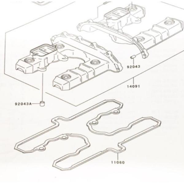 ゼファー1100(ZRT10A)　ヘッドカバーガスケット(シリンダーヘッドカバーパッキン　タペットカ...