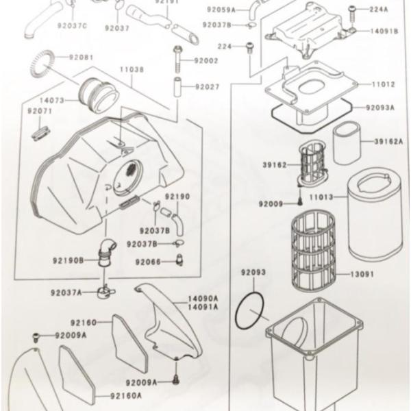 ゼファー1100(ZRT10A)　エアクリーナーエレメント(エアフィルター　エアエレメント)　図中(...