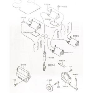 ゼファー1100(ZRT10A)　プラグキャップ　1台分  図中(21130番)　21130-107...