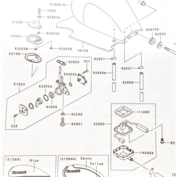 ゼファー1100(ZRT10A)　フューエルコック(ガソリンコック　燃料コック)  図中(51023...