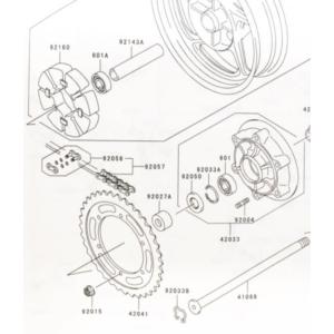 ゼファー1100(ZRT10A)　リヤハブダンパー　(ダンパーゴム　リアハブダンパー)  図中(92160番)　92160-1330｜sps310