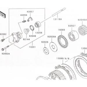 ゼファー1100(ZRT10A)　クラッチレリーズ　(クラッチリリース　クラッチキャリパー)  図中...
