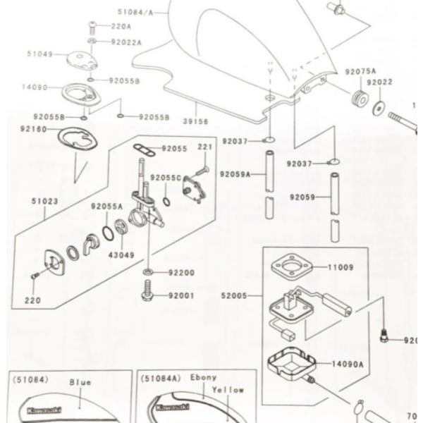 ゼファー1100ＲＳ(ZRT10A)　フューエルコック(ガソリンコック　燃料コック)  図中(510...
