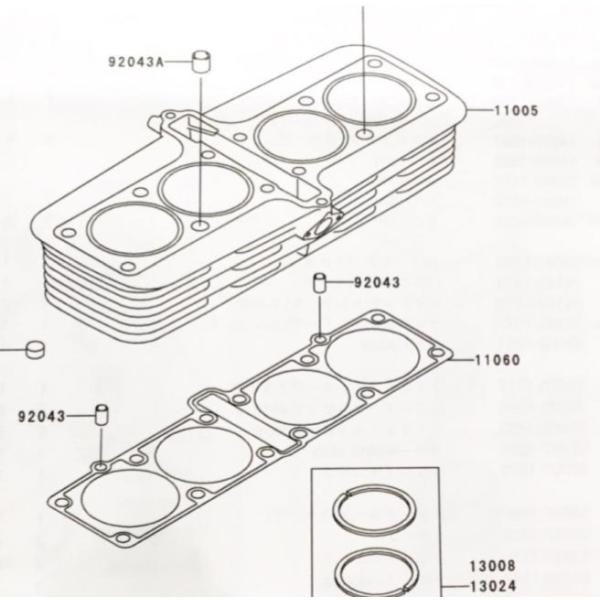 ゼファー1100RS(ZRT10A)　シリンダーベースガスケット(ベースパッキン)　図中(11060...