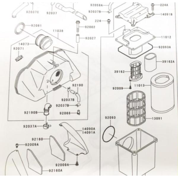 ゼファー1100RS(ZRT10A)　エアクリーナーエレメント(エアフィルター　エアエレメント)　図...