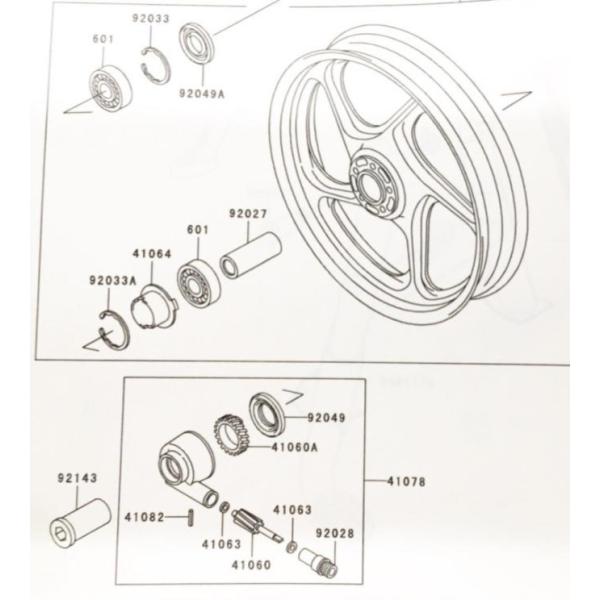 ゼファー1100RS(ZRT10A)　メーターギアボックス (メーターギヤケース)  図中(4107...
