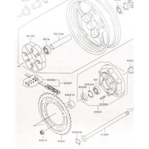 ゼファー1100RS(ZRT10A)　リヤハブダンパー　(ダンパーゴム　リアハブダンパー)  図中(...
