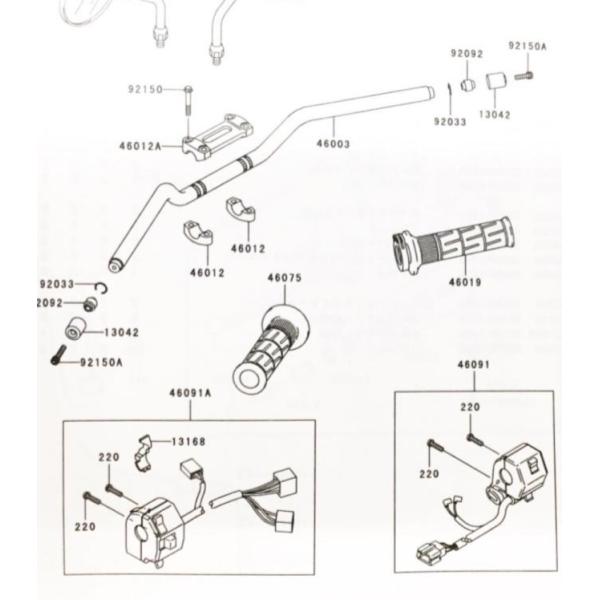 ゼファー1100RS(ZRT10A)　B3〜(1999年モデル〜)　左ハンドルスイッチ(左スイッチボ...
