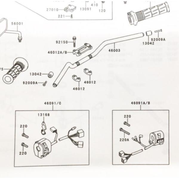 ゼファーカイ(ZR400C)  車体番号ZR400C-316182まで　左ハンドルスイッチ(左スイッ...
