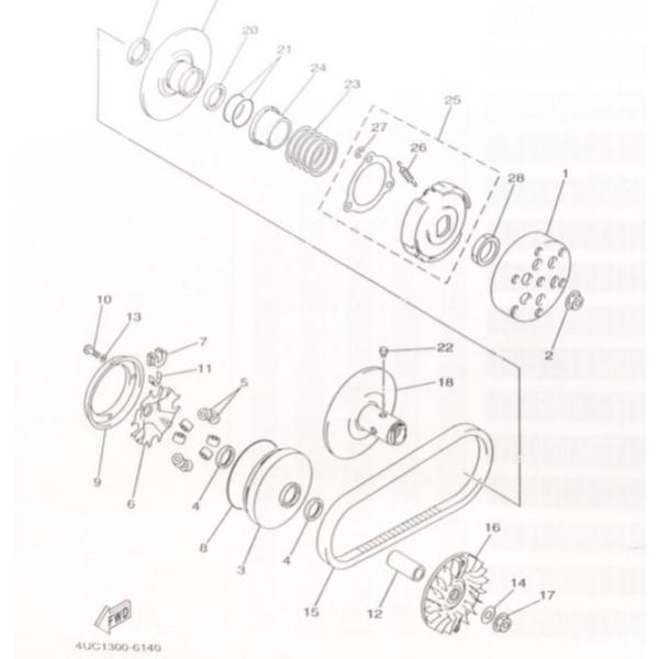 マジェスティ250　(4HC/SG01J)　Vベルト (ドライブベルト)　図中(15番)　5CG-1...