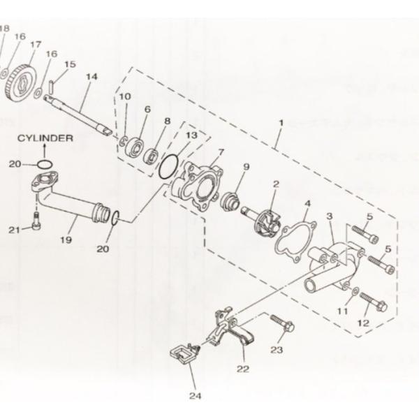 マジェスティ250/マジェスティC(SG03J)　ウォーターポンプ　図中(1番)　5GM-12420...
