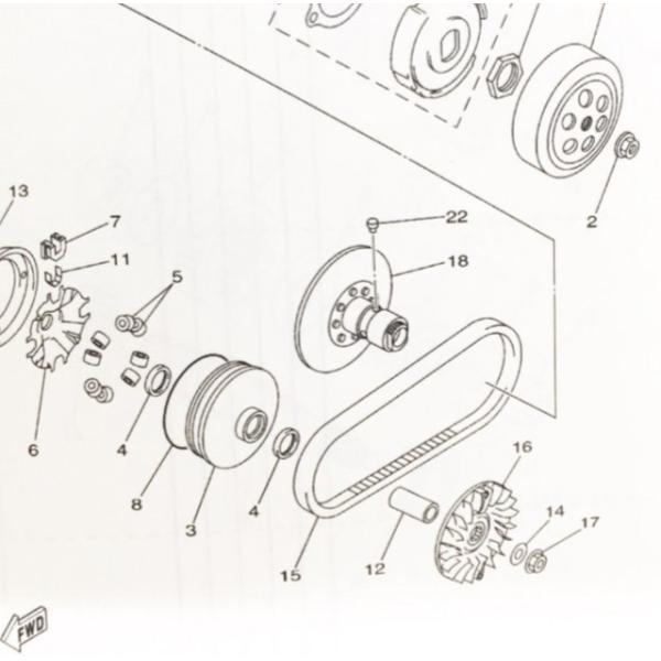 マジェスティ250/マジェスティC(SG03J)　Vベルト　(ドライブベルト)　図中(15番)　5C...
