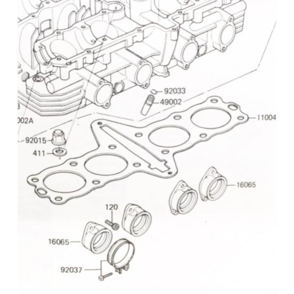 Z750GP(KZ750R)　インシュレーター(インマニ　インテークマニホールド)　1台分　図中(1...