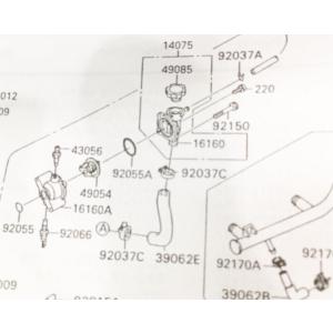 カワサキ ZZR1100(ZXT10C) サーモスタット&Oリング 図中(49054 カワサキ ZZR1100(ZXT10C) サーモスタット&Oリング 図中(49054