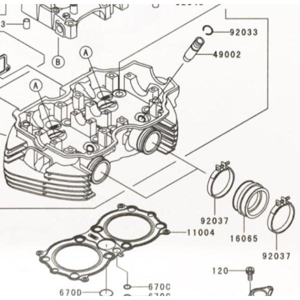 W650(EJ650A)　インシュレーター　(インマニ　インテークマニホールド)　1台分　図中(16...