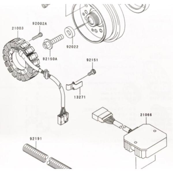 W650(EJ650A)　レギュレター　(ボルテージレギュレーター)　図中(21066番)　2106...