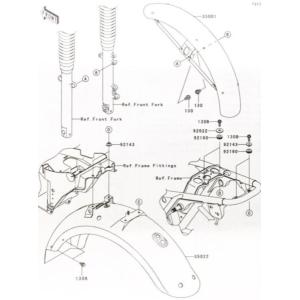 カワサキ（Kawasaki） W650(EJ650A) フロントフェンダー (メッキ) 図中