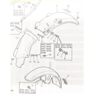ヤマハ発動機 SR400(1JR) フロントフェンダー クロムメッキ 図中(1番