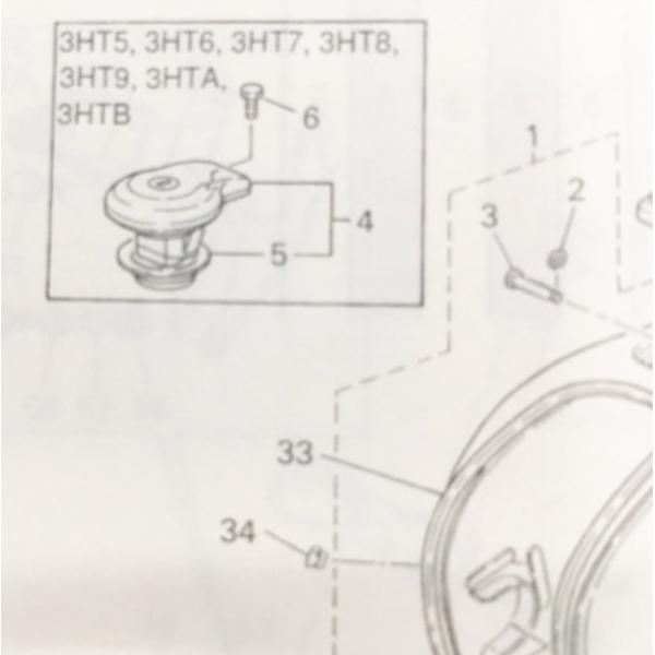 SR400(1JR)　3HT5〜　ガソリンタンクキャップ　図中(4番)　4X7-24602-10　(...