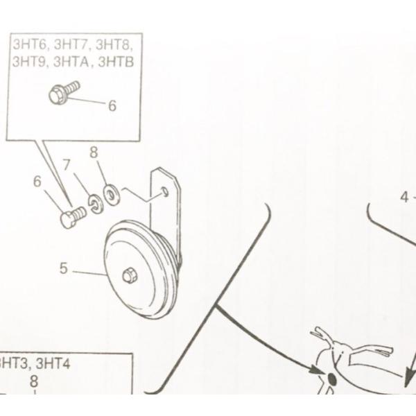 SR400(1JR)　車体番号1JR-285101〜(3HT5〜)　ホーン　図中(5番)　25G-8...
