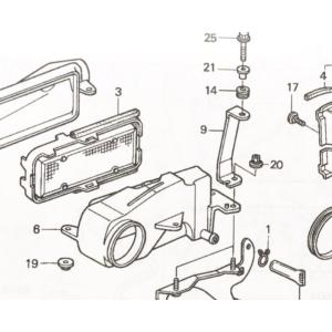 Vツインマグナ(MC29)　エアクリーナーエレメント　(エアフィルター　エアエレメント)　図中(3番...