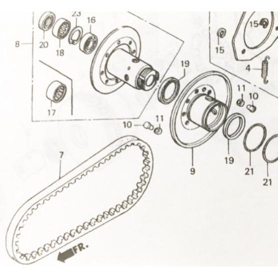 フュージョン(MF02)　ドライブベルト　(Vベルト)　図中(7番)　23100-KM1-671 (...