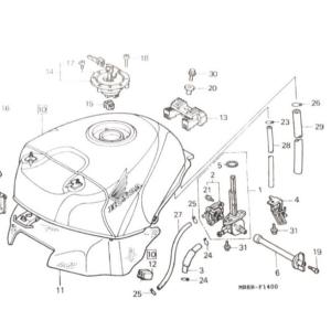 RVF400(NC35)　フューエルオートコックASSY (フューエルコック　ガソリンコック　燃料コック)　図中(1番)　16950-MR8-073 (16950-MR8-043より品番統一)｜SPS