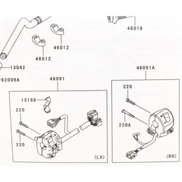 ゼファー750(ZR750C)　車体番号ZR750C-075001〜　ハンドルスイッチ右 (右コント...