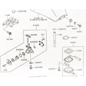 ゼファー750(ZR750C)　フューエルコック (ガソリンコック　燃料コック)　図中(51023番)　51023-1267　(51023-1223　より品番統一)