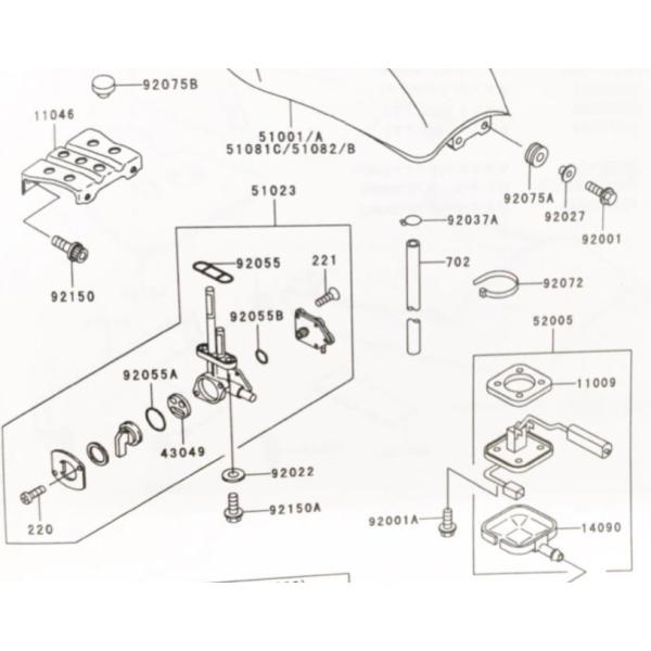 ゼファー750(ZR750C)　車体番号ZR750C-079765まで　フューエルゲージ 　図中(5...