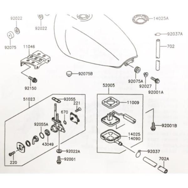 ゼファー400(ZR400C)　フューエルタップASSY (フューエルコック　ガソリンコック　燃料コ...