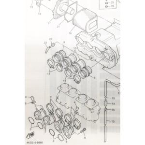 XJR1200/R(4KG)　インシュレーター＆Oリング　1台分　図中(1＆2＆3)　4KG-13586-01(4KG-13586-00) 4KG-13596-01(4KG-13596-00) 93210-40659　｜sps310