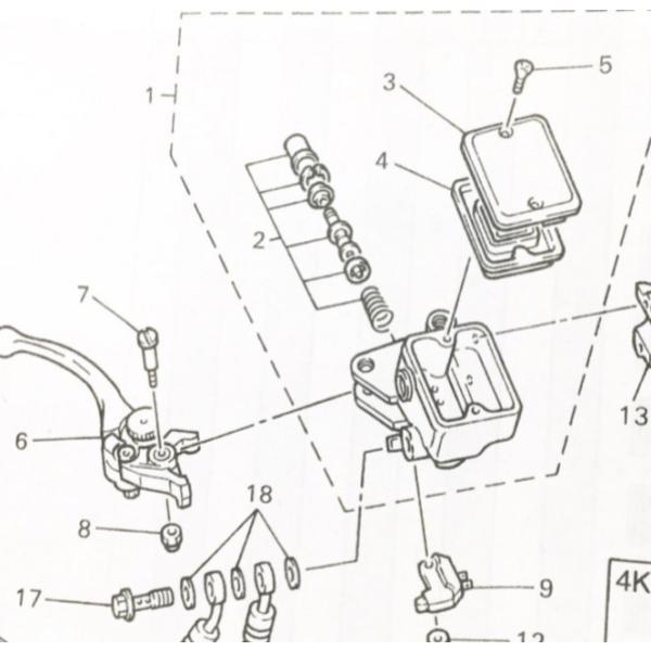 XJR1200/R(4KG)　フロントマスターシリンダーインナーキット　図中(2番)　4K0-W00...
