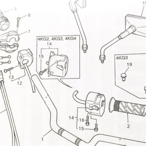 XJR1200(4KG)　ハンドルスイッチ右　図中(12番)　4HM-83975-11　(4HM-8...