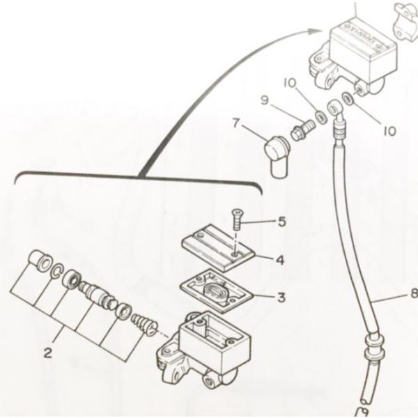 ビラーゴ250(3DM)　フラットハンドル　フロントマスターシリンダーインナーキット　図中(2番)　...