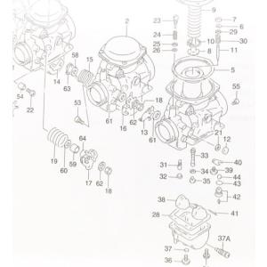 GSX1100Sカタナ(GU76A)　ニードルバルブ(フロートバルブ)＆Oリング＆フィルター　1台分　図中(42番＆43番＆44番)　13370-44500　13374-35C00　13376-19F00｜sps310