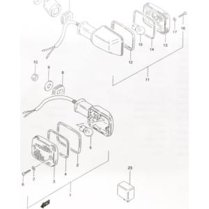 GSX1100Sカタナ(GU76A) アッパーカウルサイドウイング左右 図中(13番