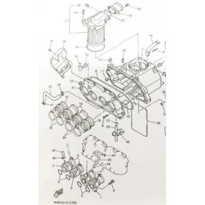 XJR400R(RH02J)　エアクリーナーエレメント　(エアフィルター　エアエレメント)　図中(1...