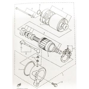XJR400R(RH02J)　セルモーター　(スターターモーター　スターティングモーター)　図中(1...