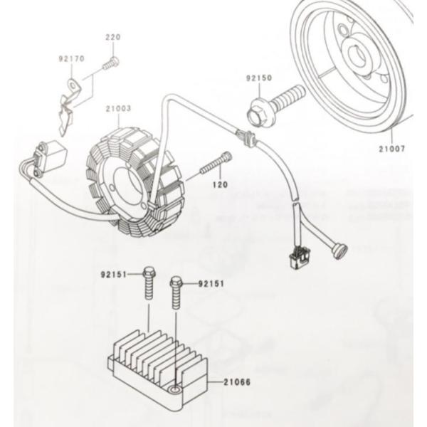 スーパーシェルパ(KL250G)　レギュレター(レクチファイアー　レクチファイヤー　レギュレーター)...