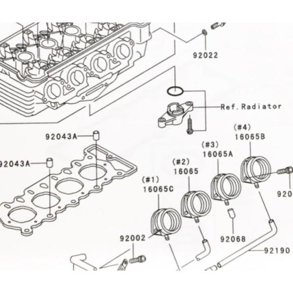 バリオス2(ZR250B)　インシュレーター　1台分　図中(16065番　16065A番　16065...