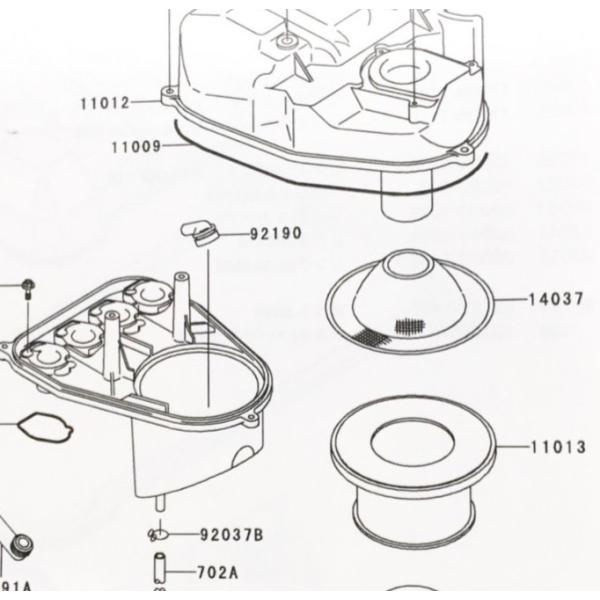バリオス2(ZR250B)　エアクリーナーエレメント(エアフィルター　エアエレメント)　図中(110...
